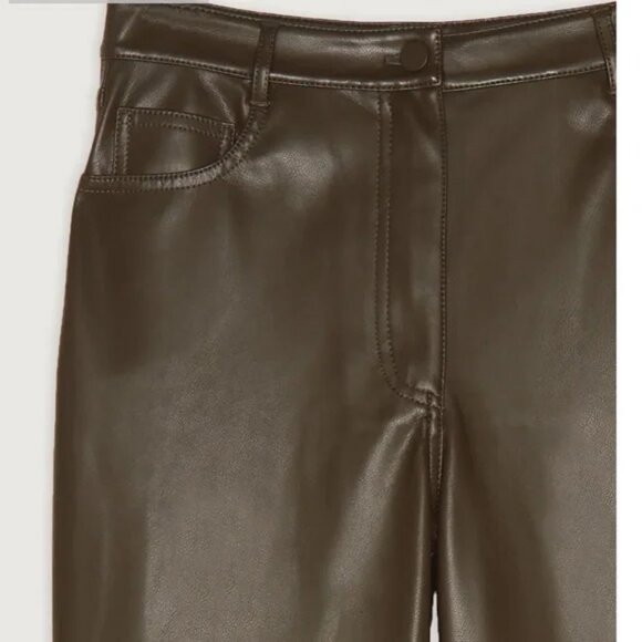 Oak+Fort Slim Fit Vegan Leather Pant In Turkish Coffee Size 0 - Picture 2 of 9